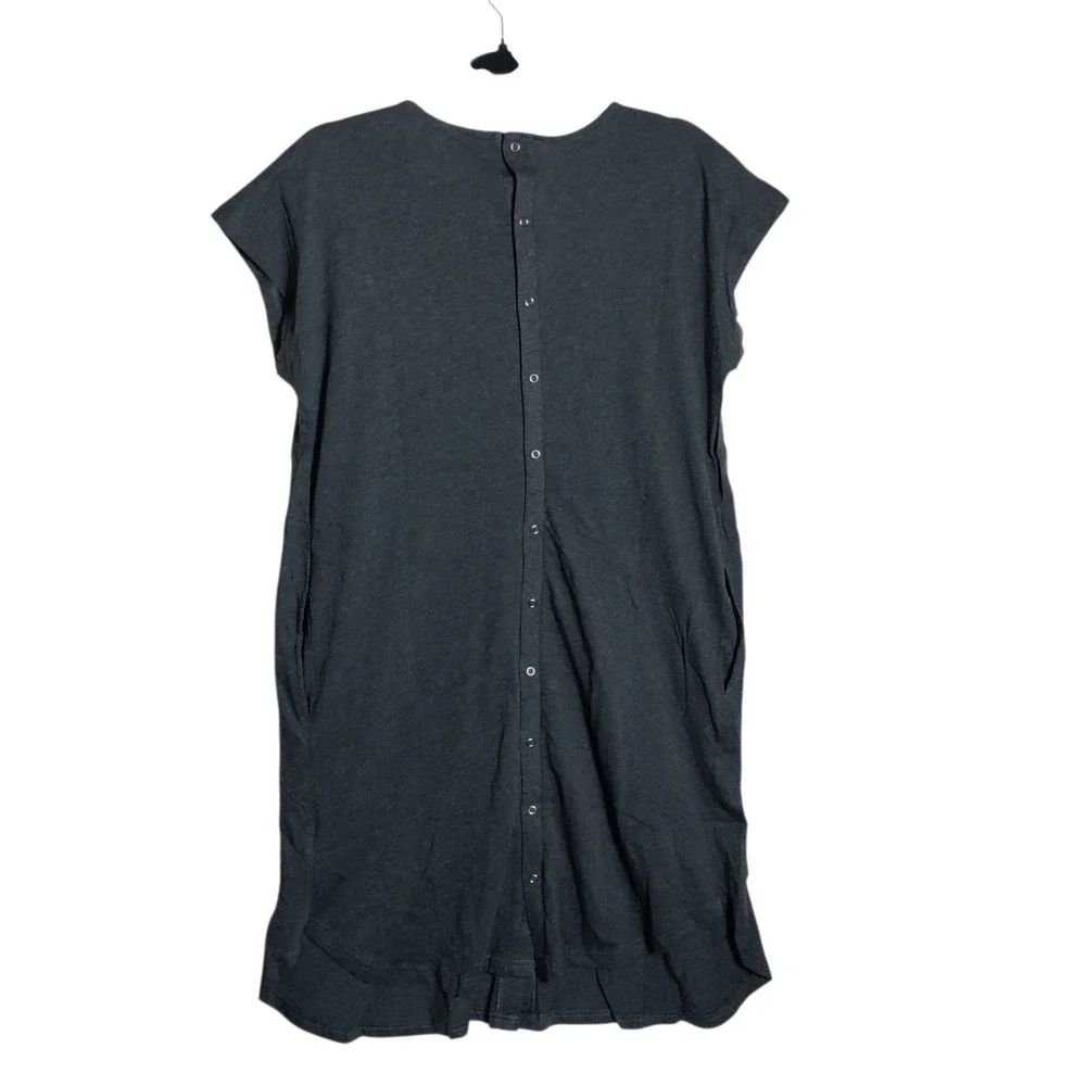 Seraphine Maternity Nursing Nightgown Charcoal Grey Cotton‎ Snap Front Back S